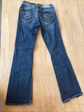 Silver Jeans Dark Blue Flare Denim with Embroidered Back Pockets